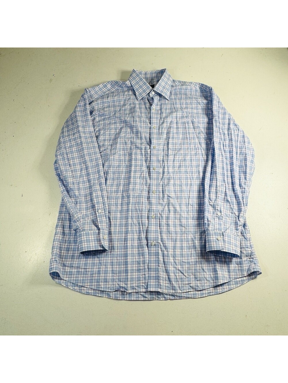 Proper Cloth Dress Shirt Blue Purple Plaid Long Sleeve Men’s Size XXL